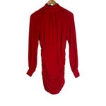 NBD Genesis Mini Dress Womens XS Red High Neck Ruched Long Sleeve Cocktail Party Photo 1