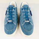Stella McCartney  Embroidered Denim Logo Sneakers Photo 10