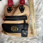 Emma Fox  Large tan black red leather Satchel  fold over Handbag no‎ strap Photo 1