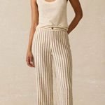 Faherty Women’s Sun Strider Linen Pant | Cocoa Grove Stripe | Medium Brown Photo 1