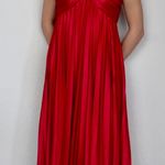 Blondie Nites Red Babydoll Accordion-Pleated Knee-Length Halter Midi Dress Photo 1