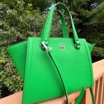 Michael Kors Freya Green Pebbled Leather Satchel Tote Crossbody Bag NWT Photo 2