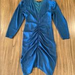 Beulah  blue Ruched v Neck 3/4 Sleeve bodycon knee mini cocktail Dress s Photo 0