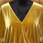 Madewell  Velvet Smocked Crossover Wrap-Style Top Blouse in Antique Gold‎ Size XL Photo 5