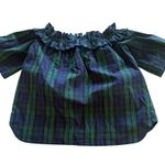 Vineyard Vines  Womens Plaid Off-The-Shoulder Top S Cotton/Nylon Blend Photo 1