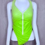 Venus Nwot  lime green zip front bathing suit swimwear swimsuit one piece sz 4 Photo 2