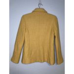 Land's End Jacket Womens 4P Wool Blend Mustard Yellow Gold Button Blazer Suit Photo 3