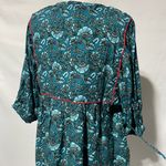 Band Of The Free New Floral Print Tassel Tie Babydoll Mini Dress Teal Size Small Photo 15