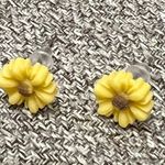 Yellow Sunflower Cute Fall Stud Handmade Unique Earrings Photo 2