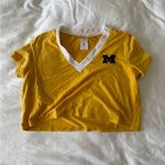 University of Michigan Maize cropped V Neck Top Yellow Photo 1