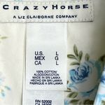 NWT Crazy Horse Liz Claiborne L Cream Blue Floral button down embroidered shirt Size L Photo 1