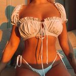 Boutique white puff sleeves swimsuits Photo 2