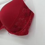 Victoria's Secret  Bright Red Soft Pushup Bra Metallic Lace Size 38DD Photo 3