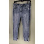 AMO Jeans Size 30/26 Twist Sweet Cheeks Cropped Piping Velvet Stripe Split Hem‍ Blue Photo 3