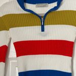 Urban Outfitters  Ribbed Cropped Sweater Women Small Striped Quarter Zip Photo 1