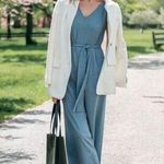 Everlane [] Dusty Blue Japanese GoWeave Essential Sleeveless Jumpsuit NWT Size 14 Photo 0