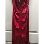 Camille La Vie  Size 2 Red Ruched Satin Sweetheart Mermaid Dress Prom Gown Photo 6