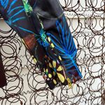 Chico's Chico’s black floral tropical asymmetric moto zip blazer jacket size 3 Photo 4