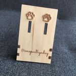 Paw Print Cut Out Stainless Steel Fashion Stud Earrings, ROSE GOLD Pink Photo 12