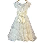 Lorrie Deb 1950s Cream White Lace Dress Union Made Vintage Wedding Fit Flair Photo 1