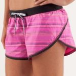 Lululemon  Pink Striped Run Roll Down Shorts Size 4 Photo 0