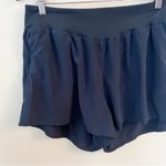 Zella Navy Blue Elastic Waist Athletic Running Shorts Size Large Lined Flowy Photo 1