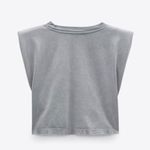 ZARA Sleeveless Knit Vest Top Padded Shoulders Light Grey L NWT Photo 0