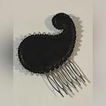 NEW IN BOX Intricate Silver and Black Paisley Hair Comb Photo 2