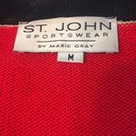 St. John By MARIE GRAY Sportswear 3-Pocket Red Blk Ecru Open Cardigan Jacket EUC M VNTG Photo 9