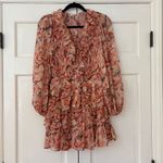 Ulla Johnson Tamara Dress Silk Mini Metallic Floral Print Coral Size 2 Tiered Photo 2