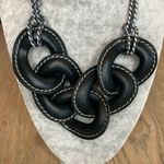 Salvatore Ferragamo  Statement Necklace Leather Chain Western Braided Navy Photo 2