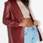 Princess Polly Burgundy Leather Jacket Photo 0