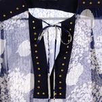 ZARA  Woman Sheer Navy Top Gold Studs Small Photo 1