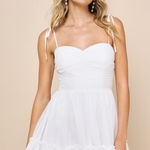 Lulus NWT  Angelic Approach White Chiffon Ruffled Tie-Strap Mini Dress Party Sz L Photo 0