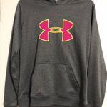 Under Armour Under‎ Armour storm hooded semi fitted sweatshirt size small grey pink neon Photo 0