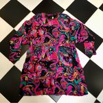 Judith Ann Creations Vintage 60s  Beaded Silk Colorful Kaftan Mini Dress Magenta Photo 4