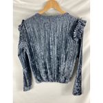 Cotton Emporium Crushed Velvet Ruffle Shoulder Long Sleeve Blouse Sz Small Photo 3