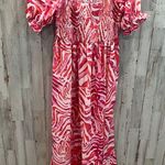 Beachsissi New! Pink Smocked Print Off The Shoulder Midi Dress Womens Size Small Photo 1
