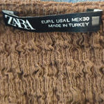 ZARA  Expresso Brown Textured Knot Ruched Side Maxi Dress LARGE Modest Preppy Photo 14