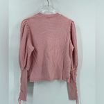 Free People WOMEN'S PINK LONG LACE-UP SLEEVE TASHA THERMAL COTTON TOP Sz small Photo 4