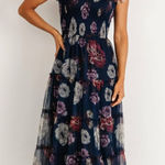 Baltic Born  Clementine Navy Floral Tulle Midi Dress Photo 0