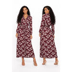 Women's Myra Bag Long Sleeve Dress L Burgundy Beige Butterfly Print Size L Photo 1