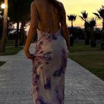 ZARA  maxi dress satin bodycon open back cowl neck tie dye summer evening Photo 5