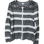 Talbots  Cardigan Sweater Womens Small Black White Striped Zip Up Knit‎ Photo 0