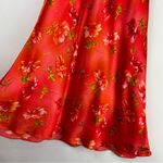 Vtg Y2K Silk Mini Dress Tropical Floral Hawaiian Sz Small Orange Red Photo 4