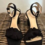 Vince Camuto Black Ruffle Suede Heeled Sandal Photo 4