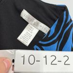 London Times Dress Womens Size 4 Blue Black Geometric Print V Neck Long Sleeve Photo 3