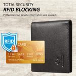 Chain Wallet for Men, Mens Wallet with Chain Genuine Leather Purse RFID Blocking Bifold Wallets for Men with ID Window (Black) Photo 2