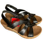 Skechers Cali Womens 8.5 Wide Fit Black Sandal With Luxe Foam Wedge comfort Photo 0