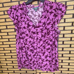 Terra & Sky  Purple Floral Blouse Size 0X Photo 0